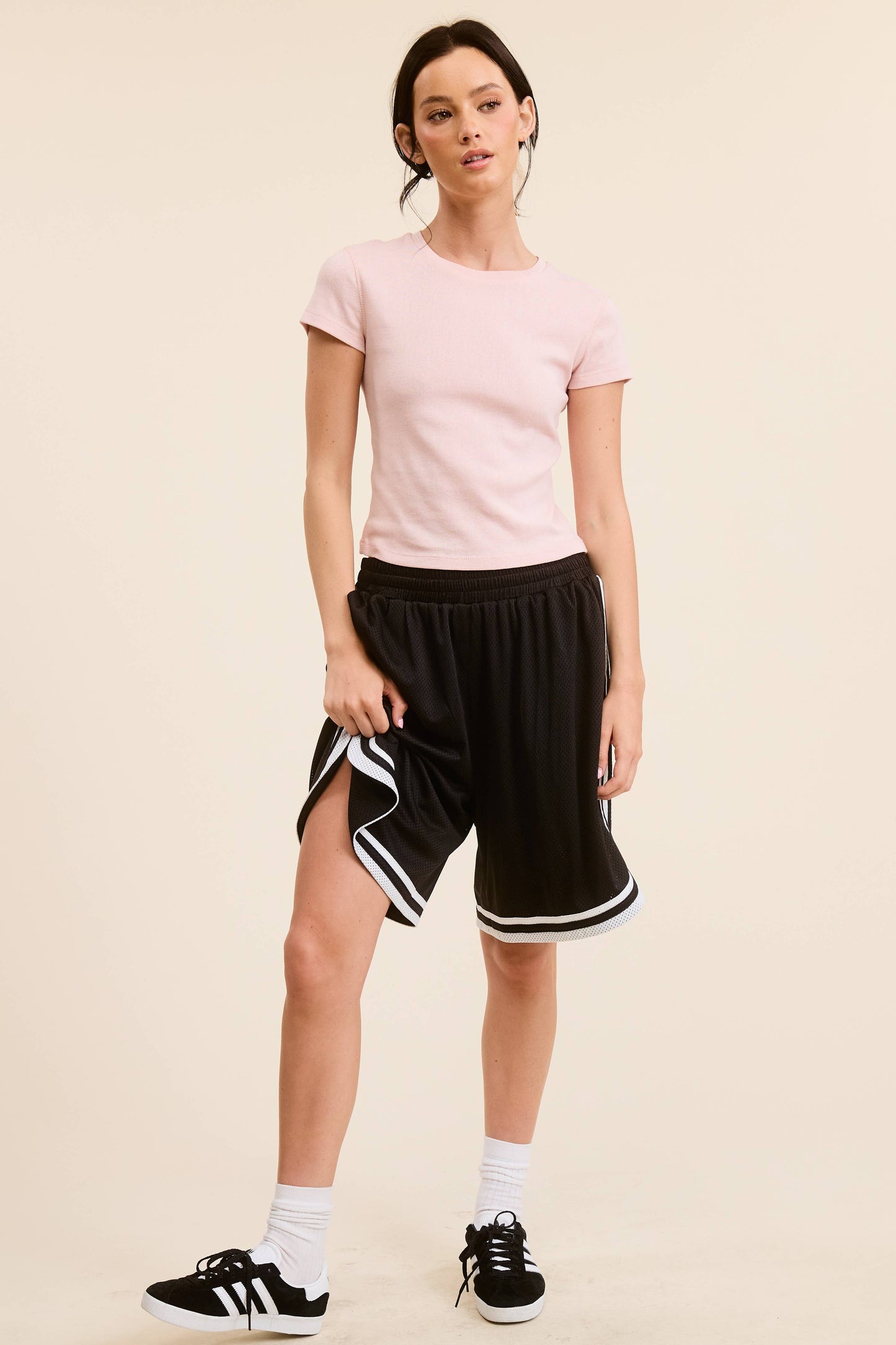 Basic Soft Solid-knit Short Sleeve Baby Tee Top