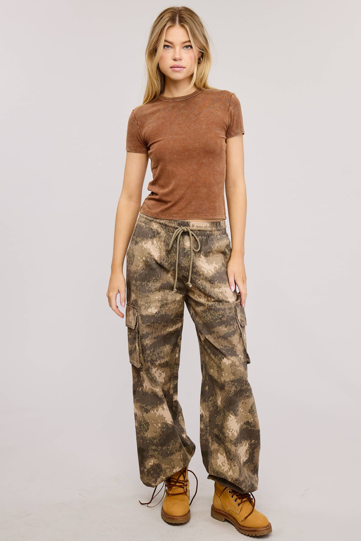 Garment Dye Wash Short Sleeve Knit Top