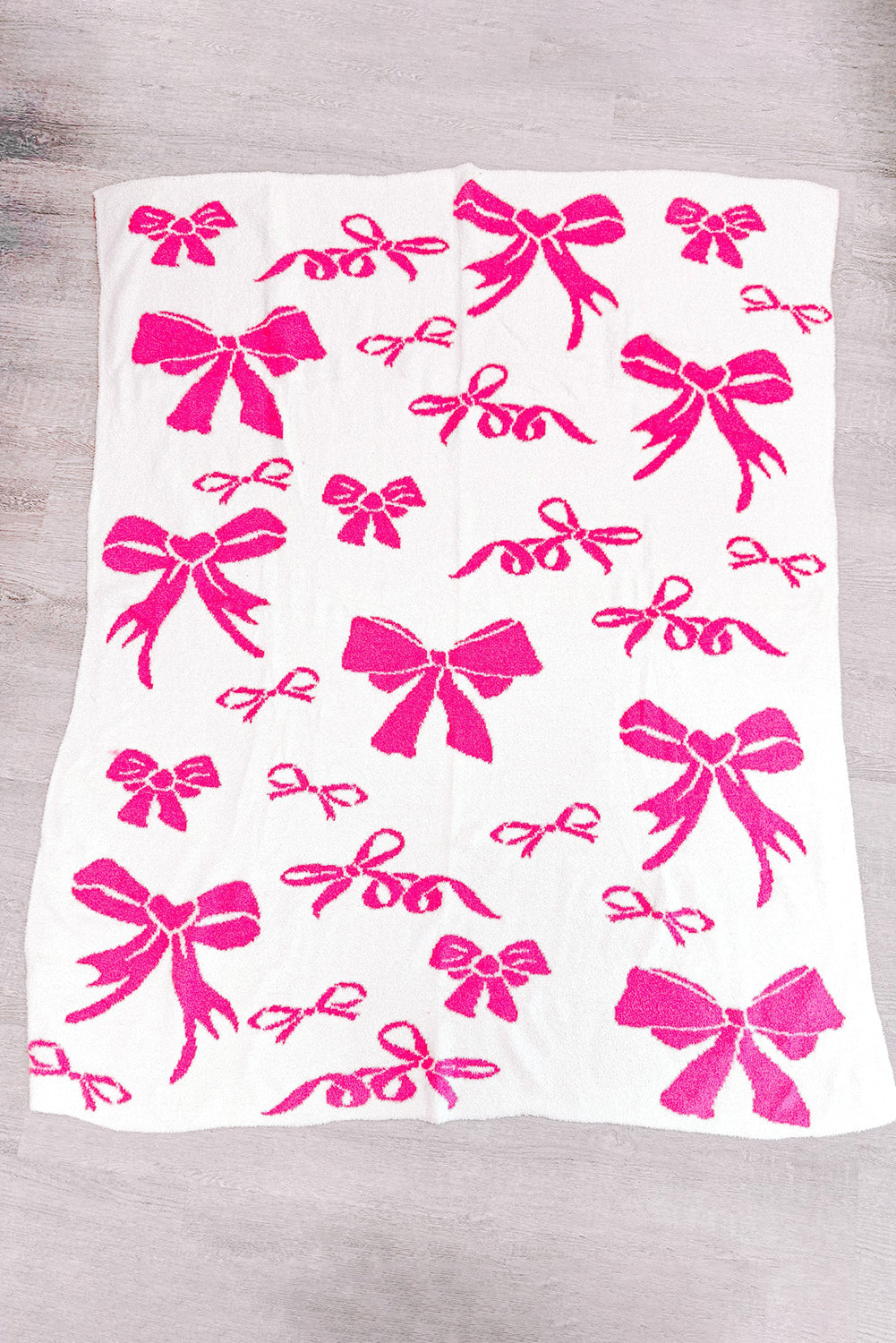 Rose Red 127*152cm Bow Printed Cozy Soft Throw Blanket