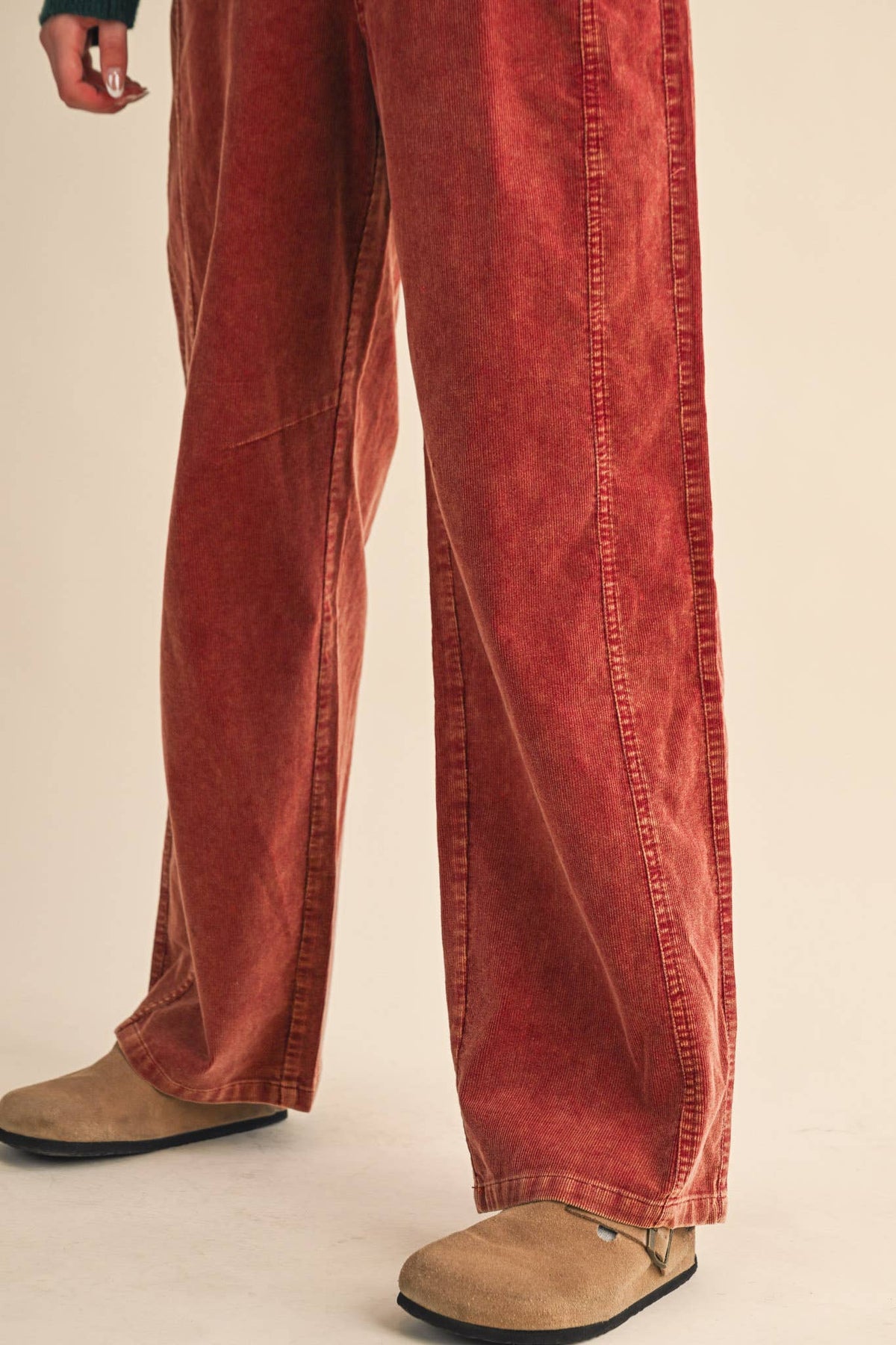 CORDUROY HIGH WAIST WIDE LEG PANTS MP4263