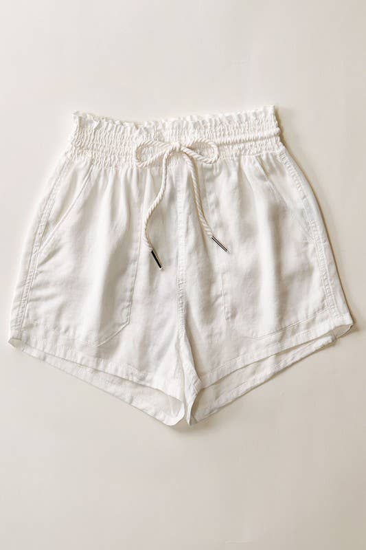 Washed Tencel Rope Drawstring Summer Shorts