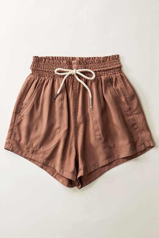 Washed Tencel Rope Drawstring Summer Shorts