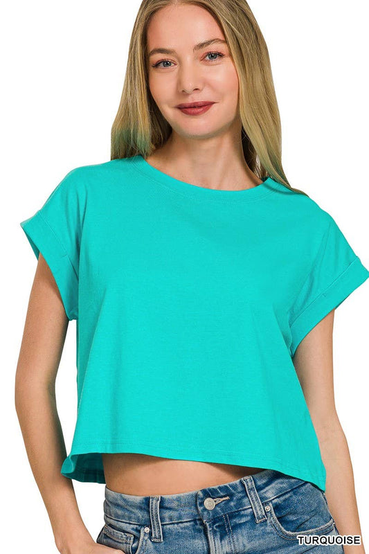 Cotton Folded Sleeve Top