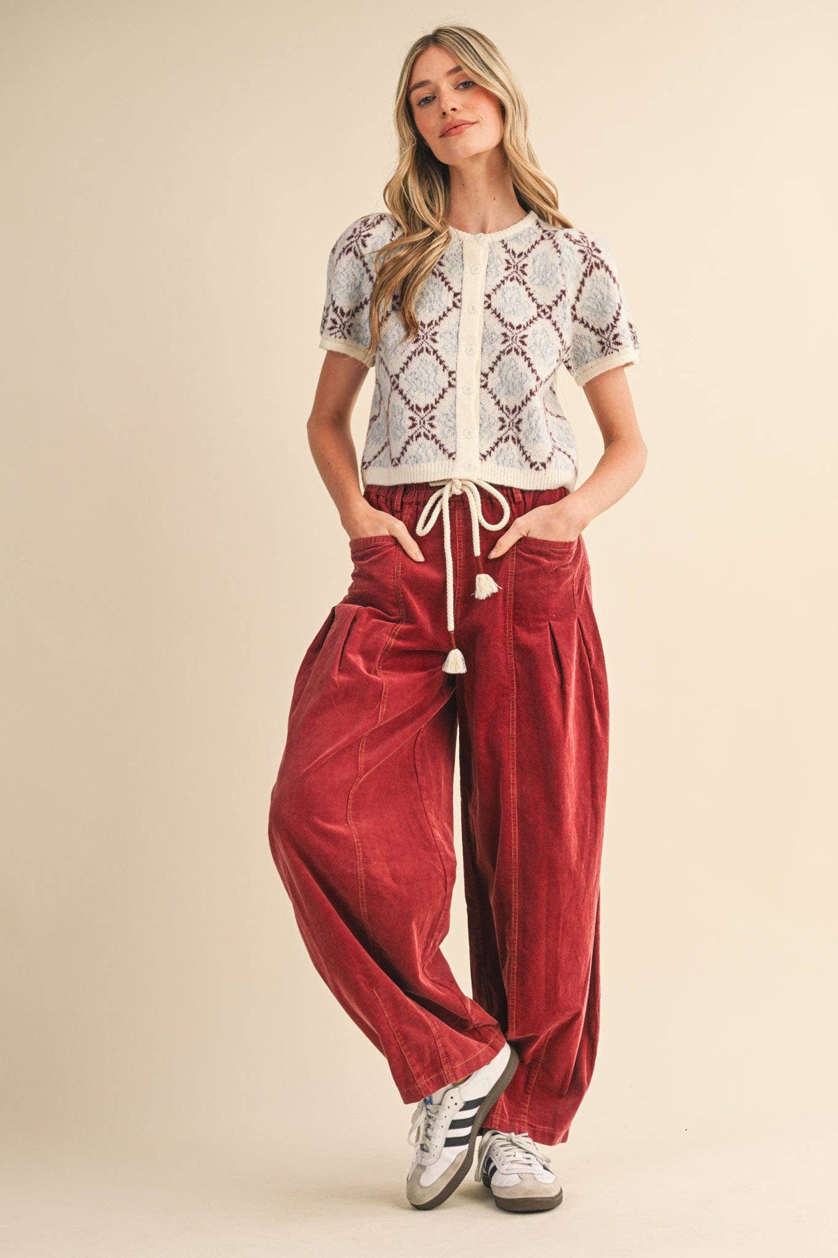 WASHED CORDUROY PLEATED BARREL PANTS MP4155