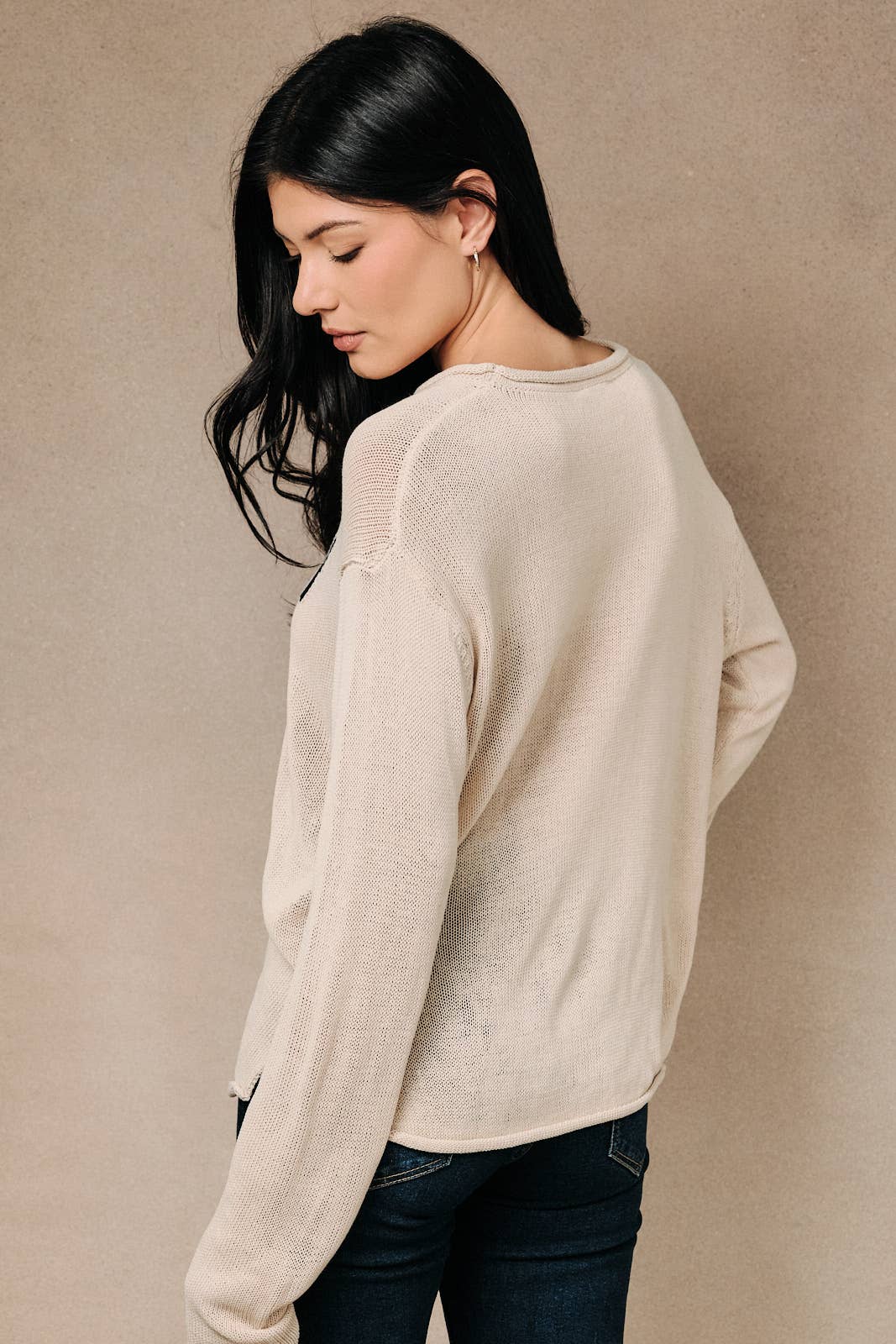 Round Neck Whiskey Weather Graphic Lightweight Knit Sweater