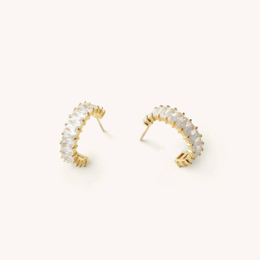 Gold Crystal Shimmer Hoops