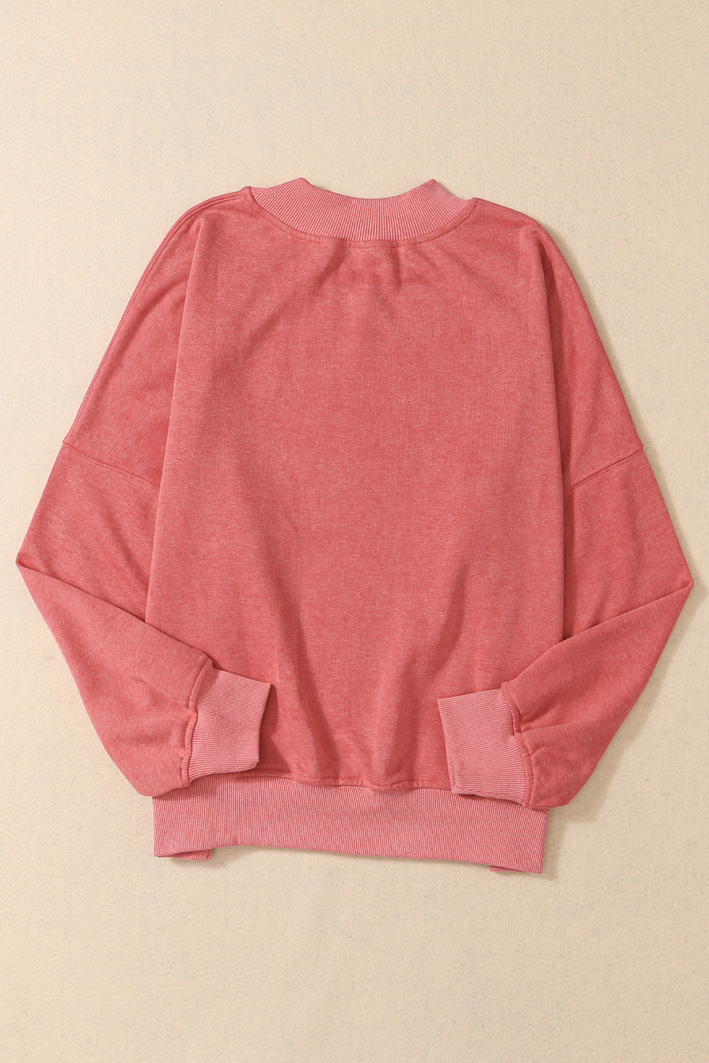 Brown Plain Drop Shoulder Crew Neck Pullover Sweatshirt