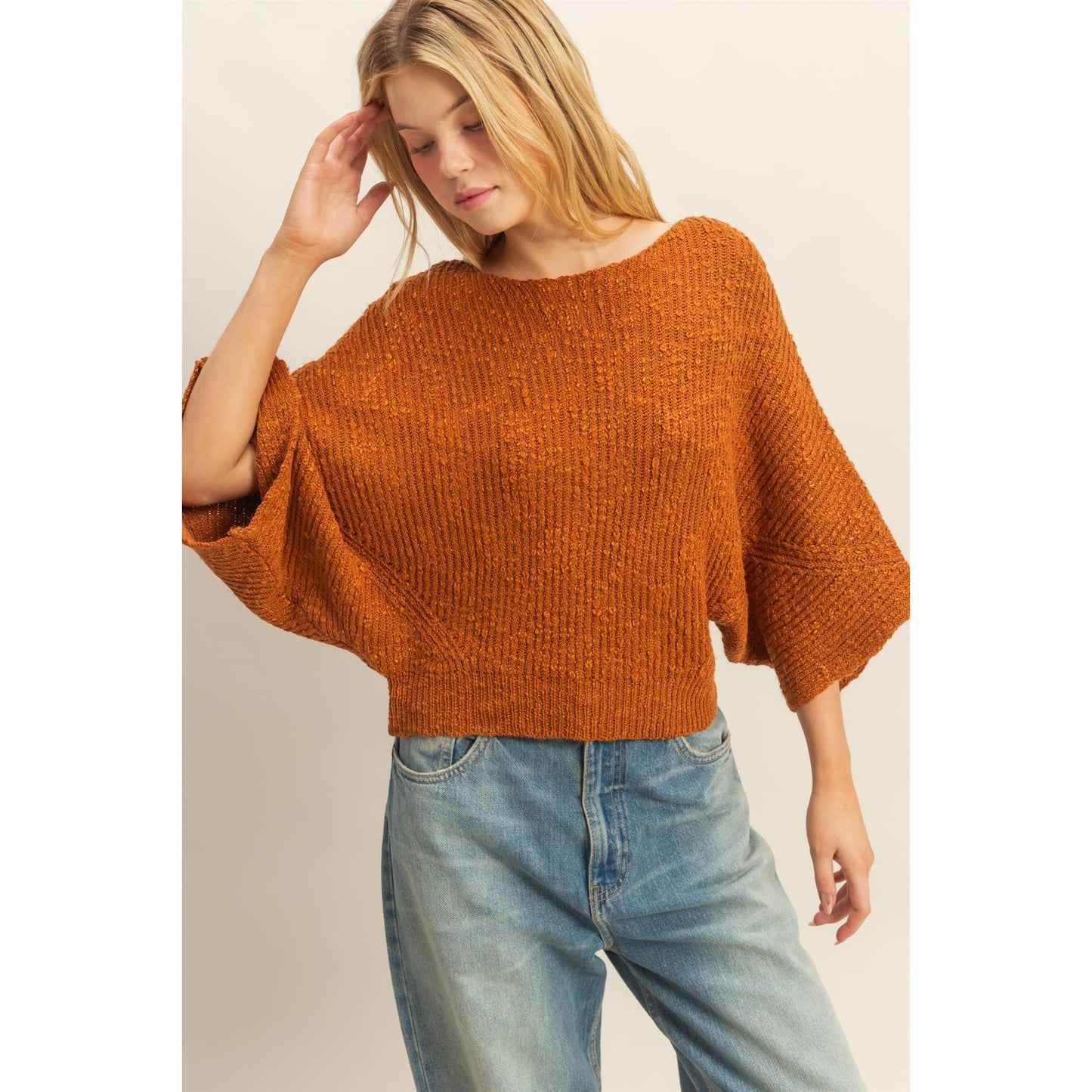 Boat Neck Knit Sweater
