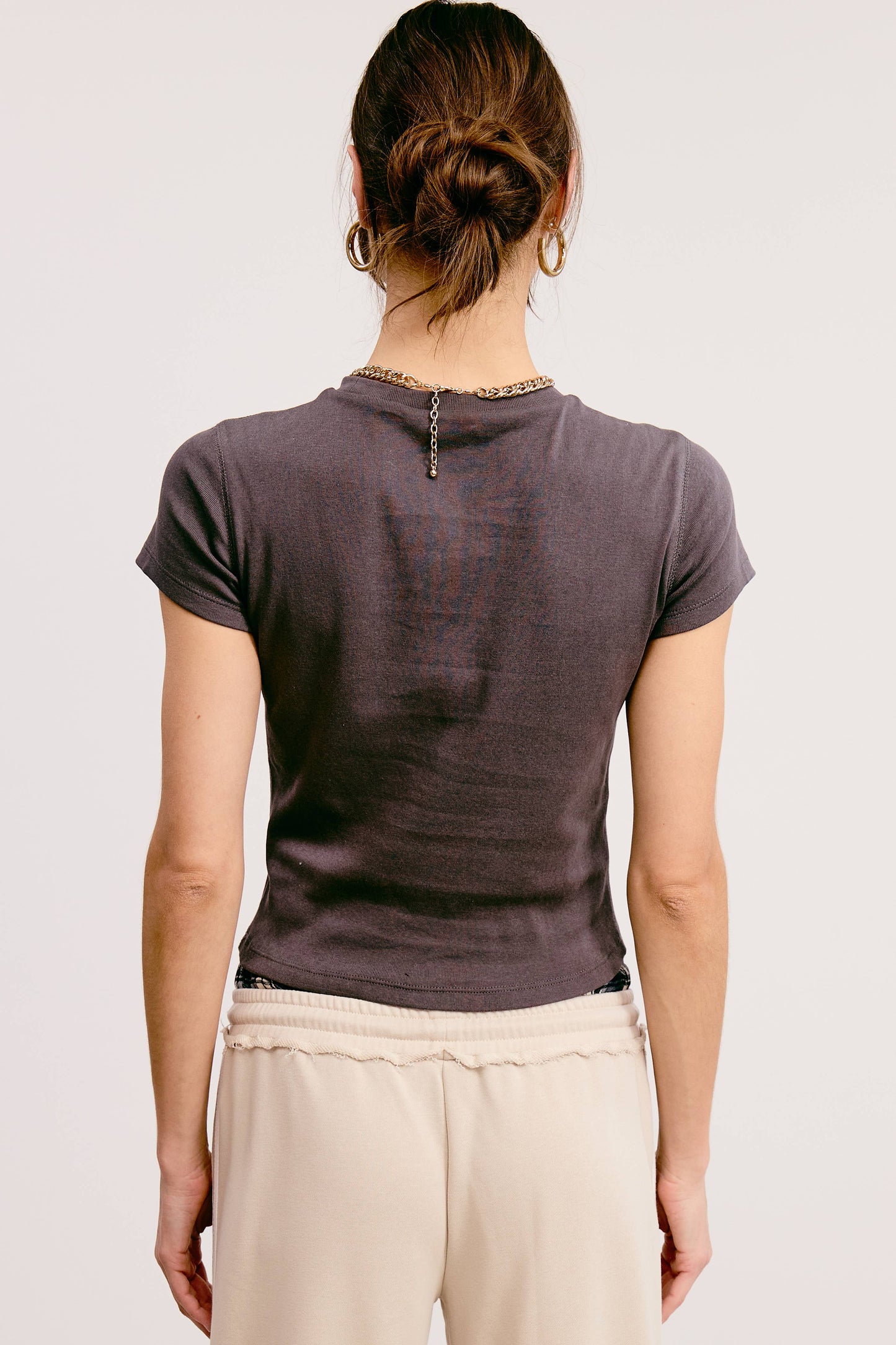 Basic Soft Solid-knit Short Sleeve Baby Tee Top