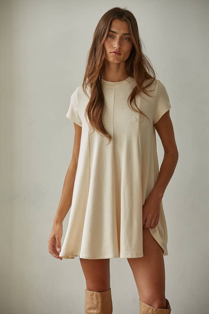 Knit Short Sleeve Flare Tunic Top