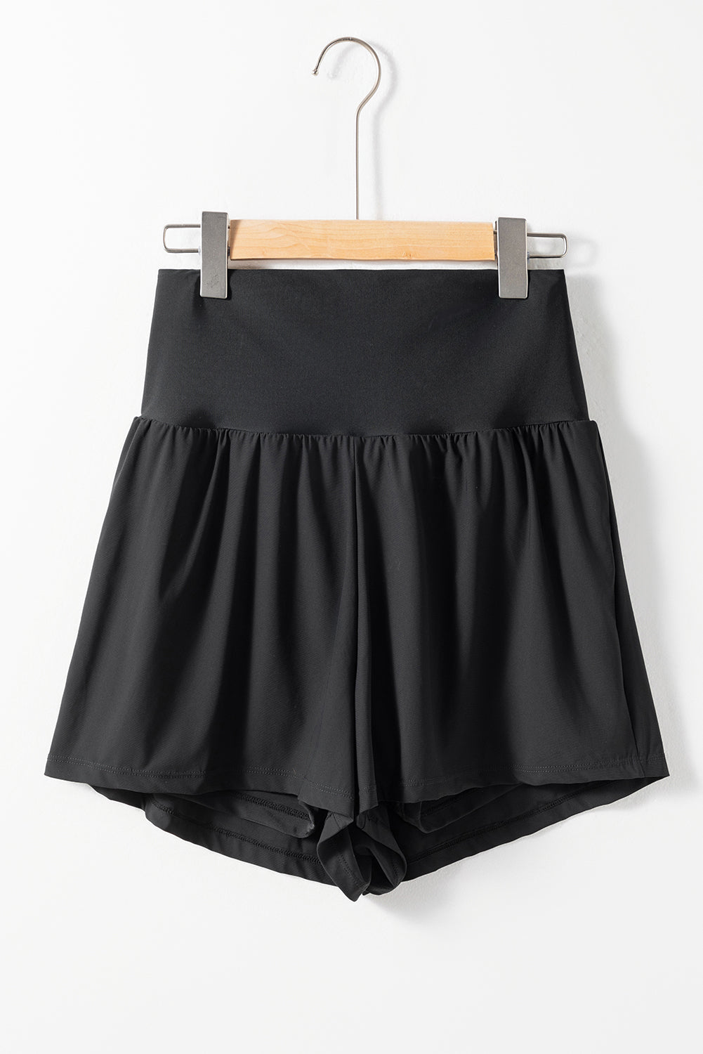 Black Pocketed High Waisted Swim Shorts