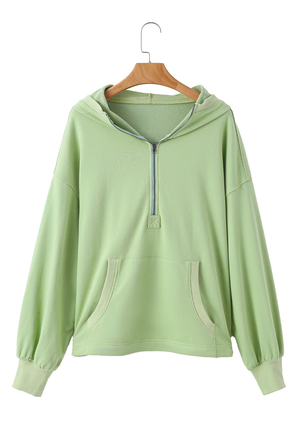 Parchment Kangaroo Pocket Half Zipper Oversized Hoodie