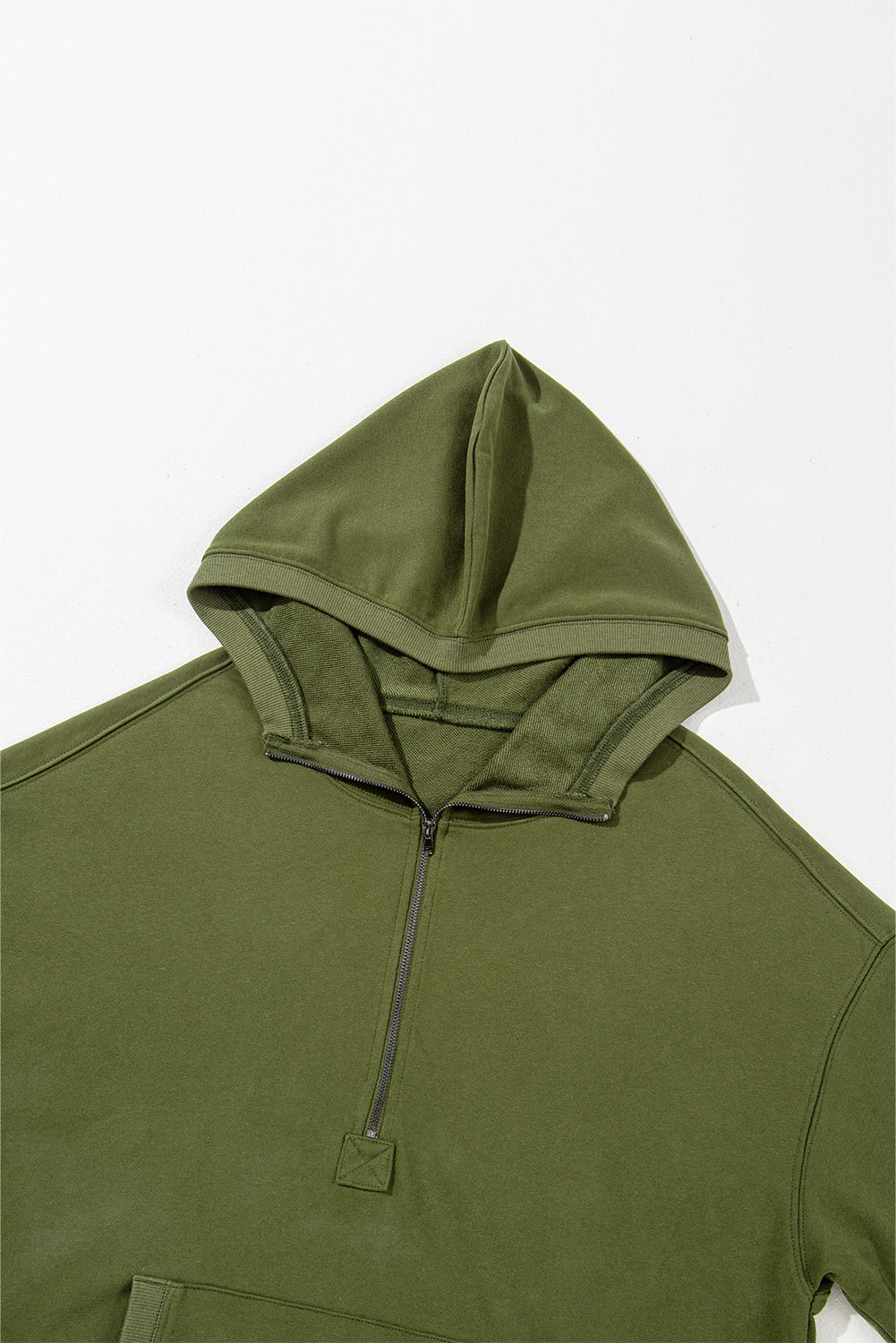 Parchment Kangaroo Pocket Half Zipper Oversized Hoodie