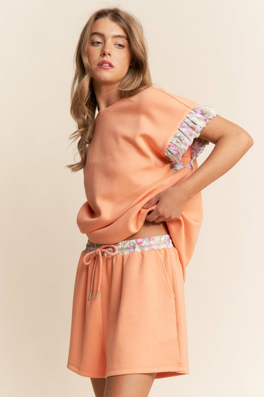 Floral Print Short Sleeve Top and Shorts Set