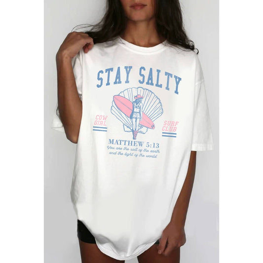 STAY SALTY OVERSIZED MINERAL GRAPHIC TEE