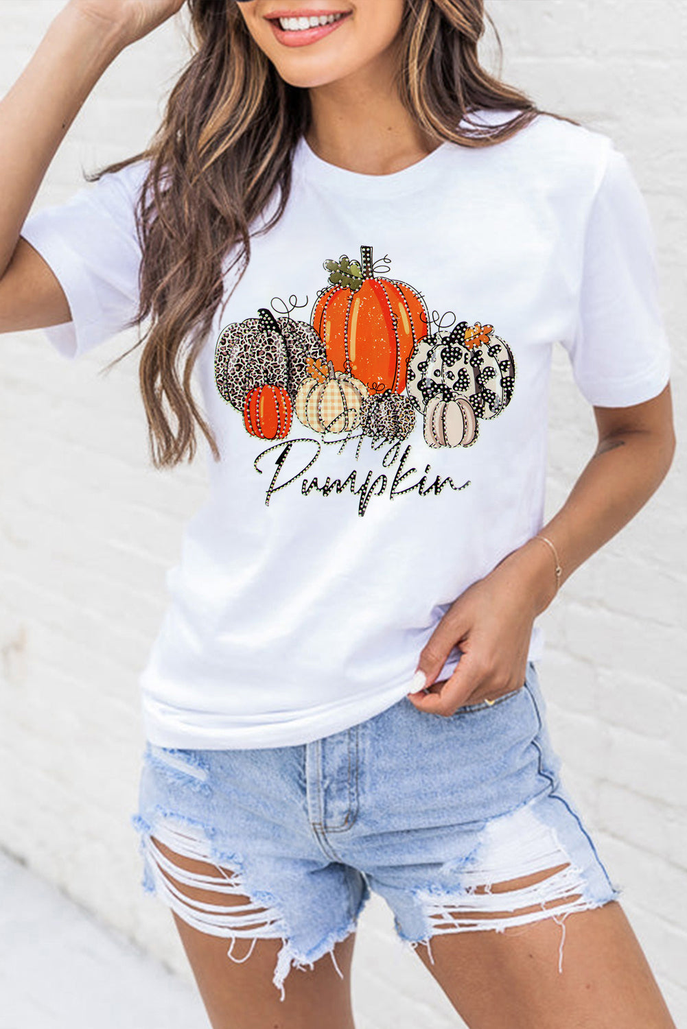 White Thanksgiving Hey Pumpkin Graphic Tee