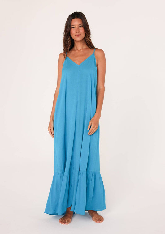 Billowy Bohemian Sleeveless V-Neck Maxi Dress
