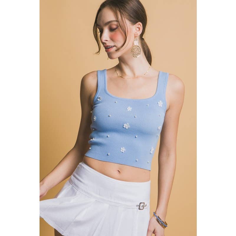 Rhinestone Embellished Knit Top