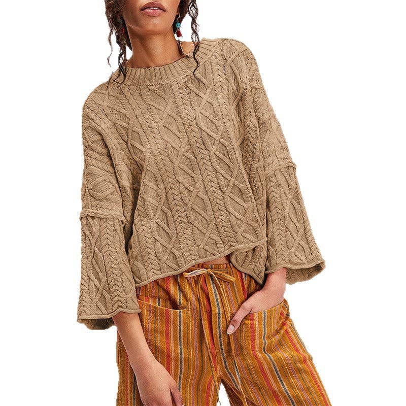 Cropped Cable Knit Sweater