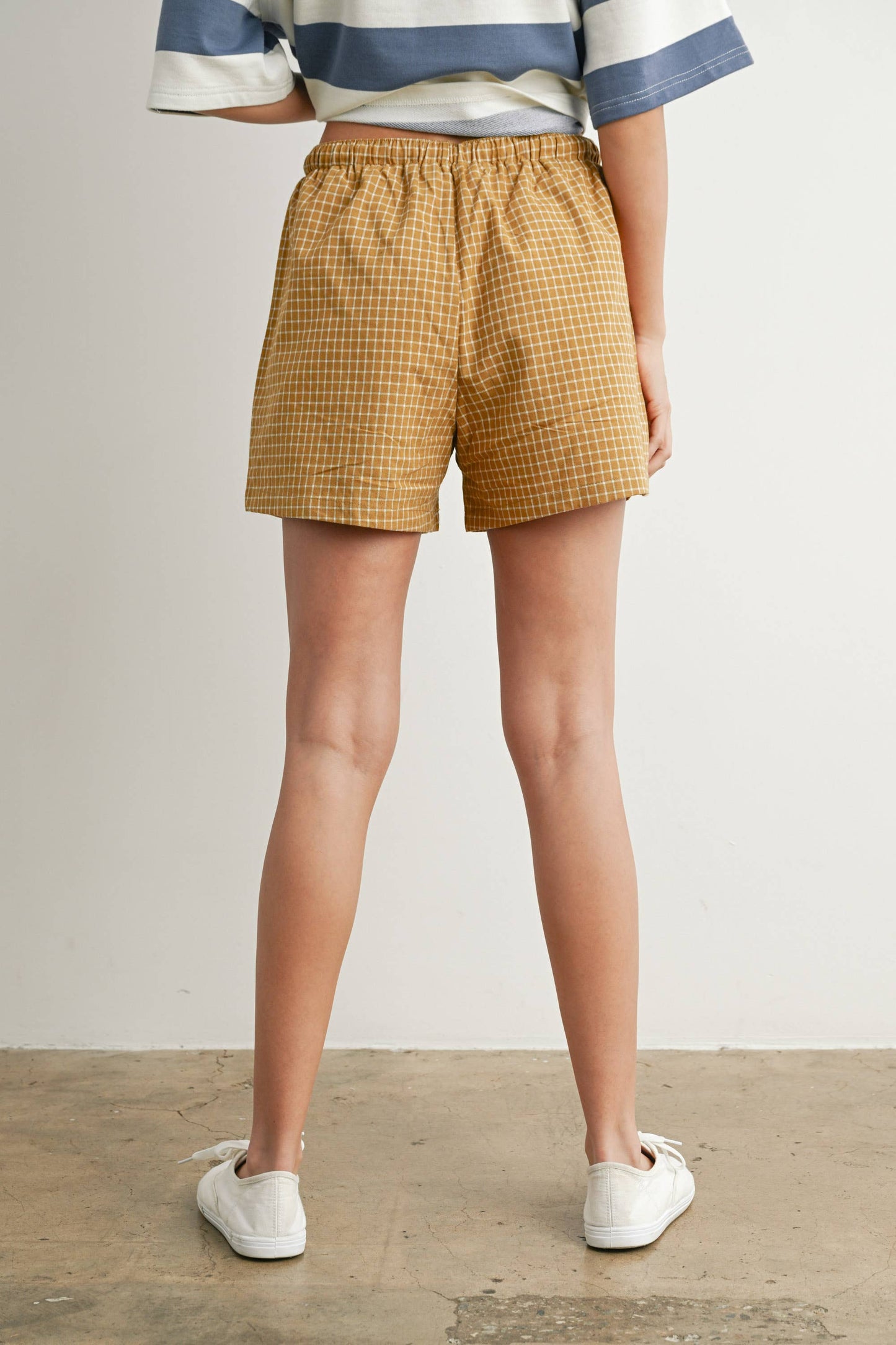 ELASTIC DRAWSTRING CHECK BOXER SHORTS - BMP7450