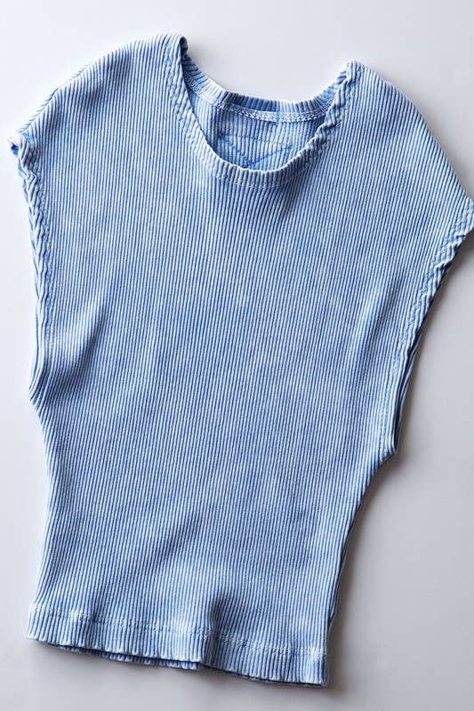 Ribbed Knit Crop Short Sleeve Fitted Casual Spring Top