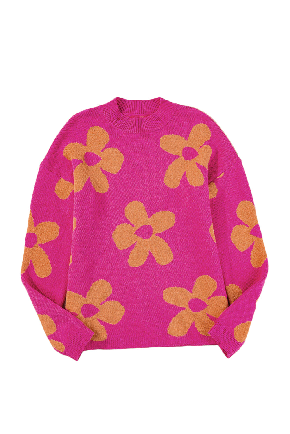 Rose 60s Vintage Flower Pattern Long Sleeve Sweater