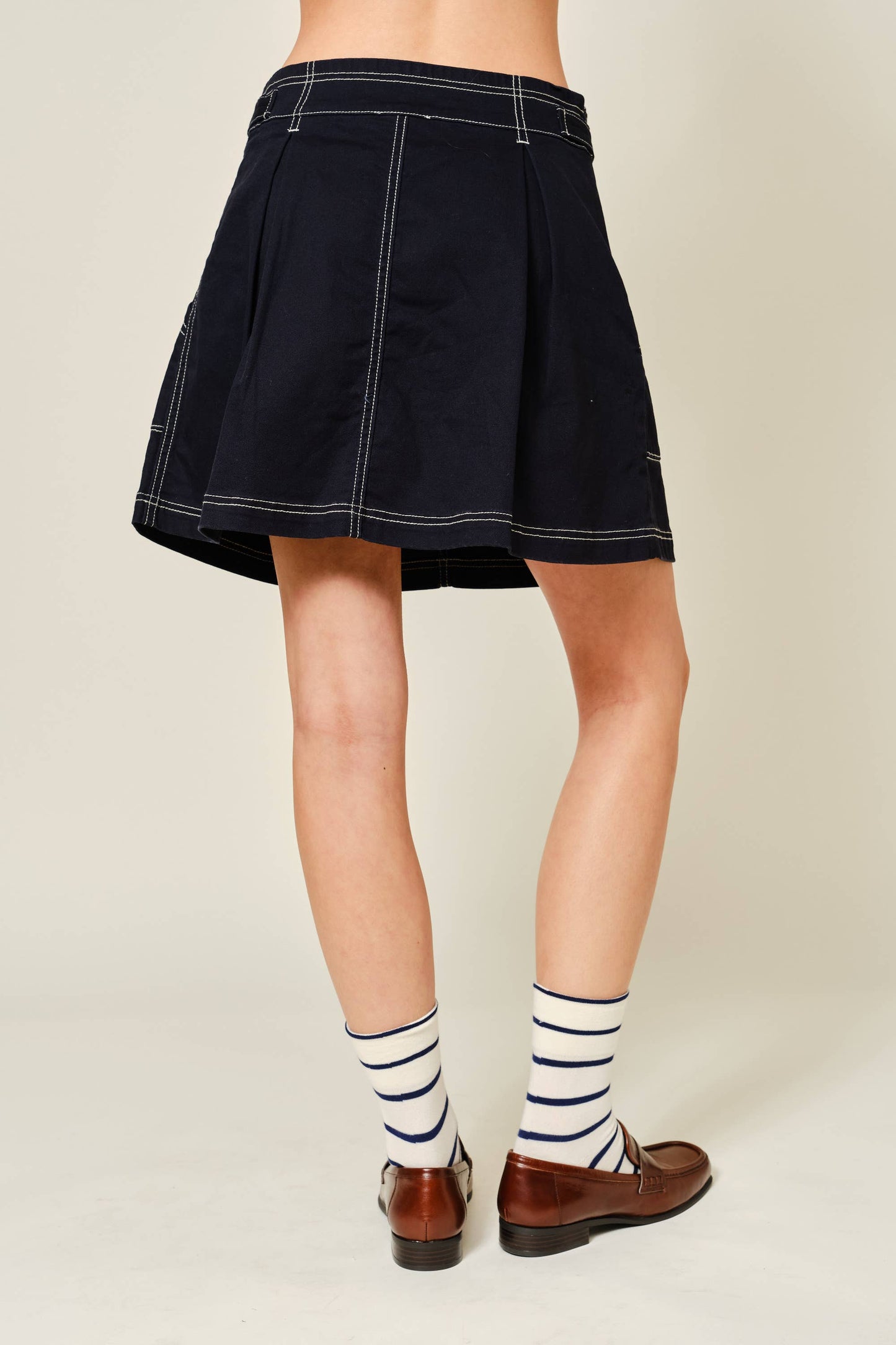 SUPER STRETCH STITCHES DETAIL A LINE COTTON SKIRT