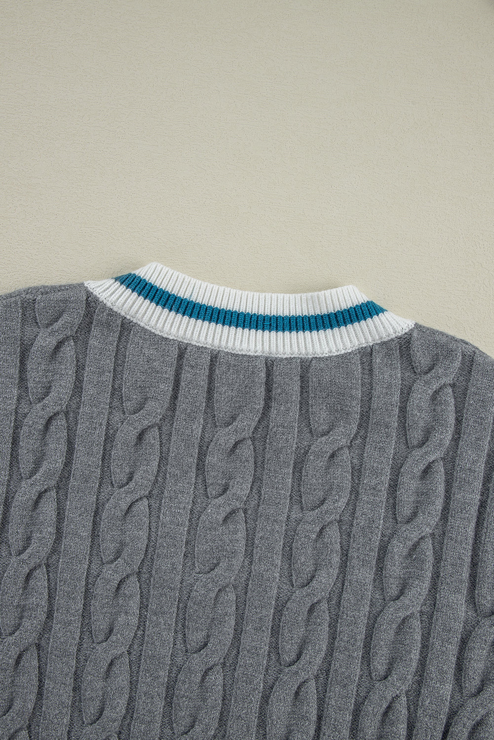 Medium Grey Contrast rib Fried Dough Twists Sweater