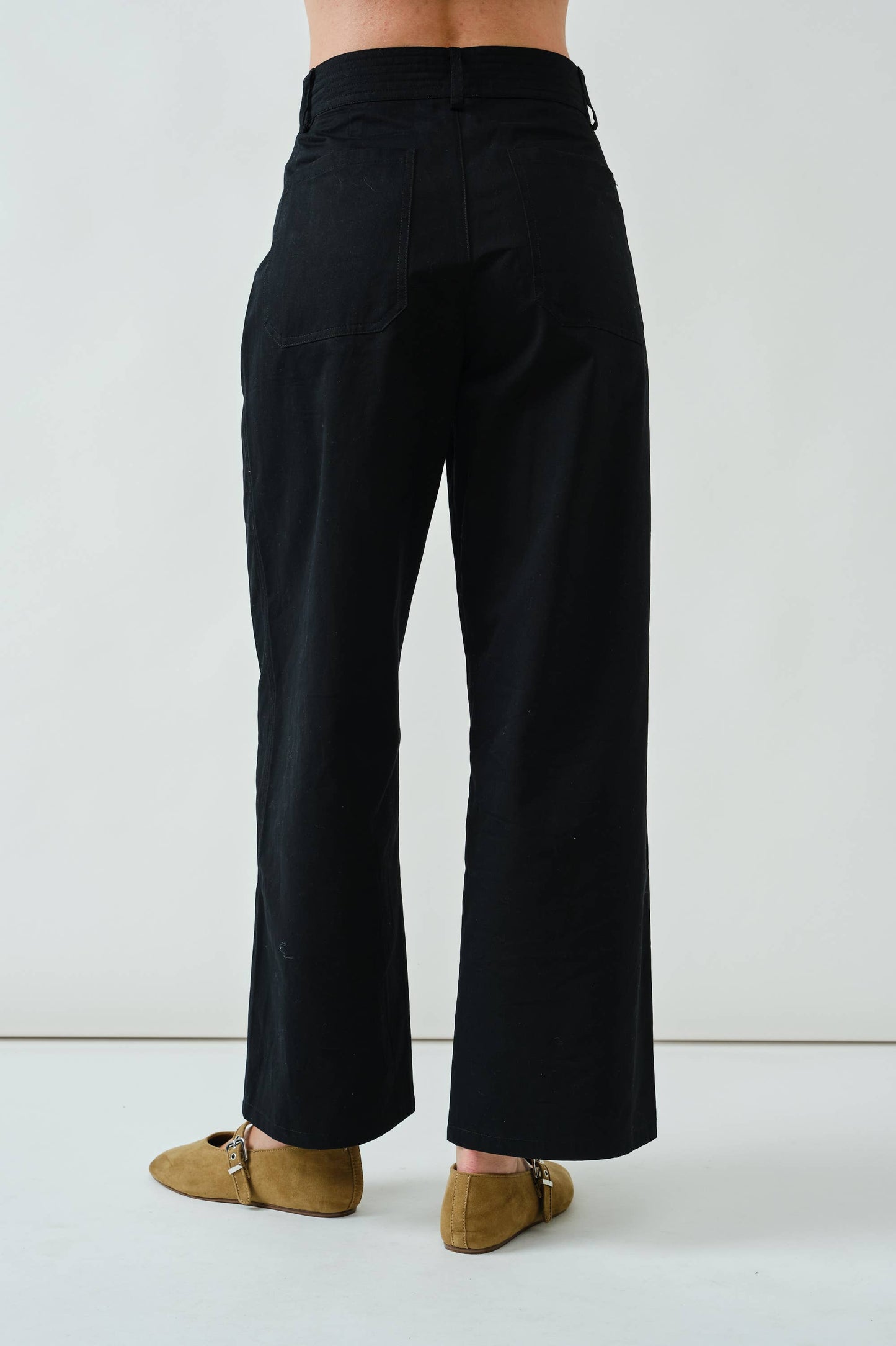 FRONT SHIRRING DETAIL DRAWSTRING STRAIGHT PANTS