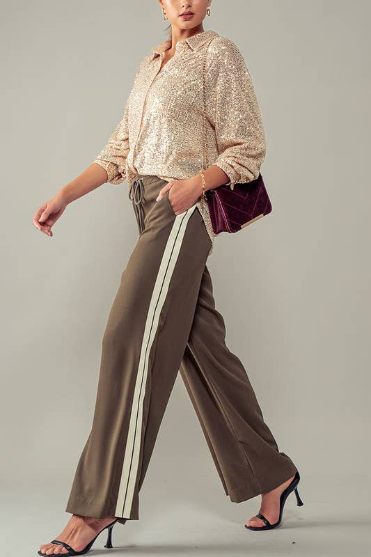 Side Stripe Drawstring Relaxed Statement Lounge Pants