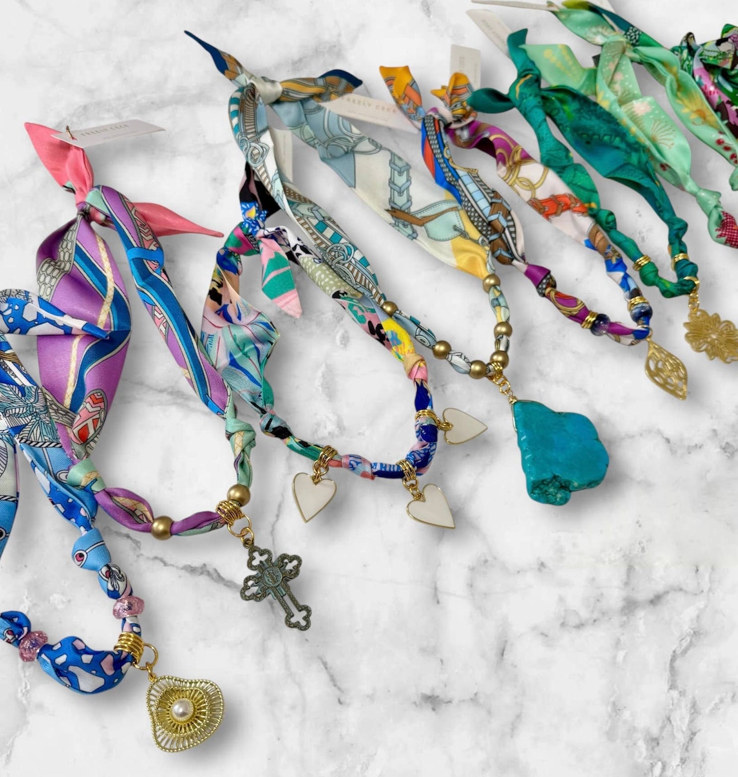 Trendy Scarf Charm Necklace with beads