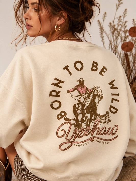 Born to be Wild Western Front and Back Graphic Sweatshirt