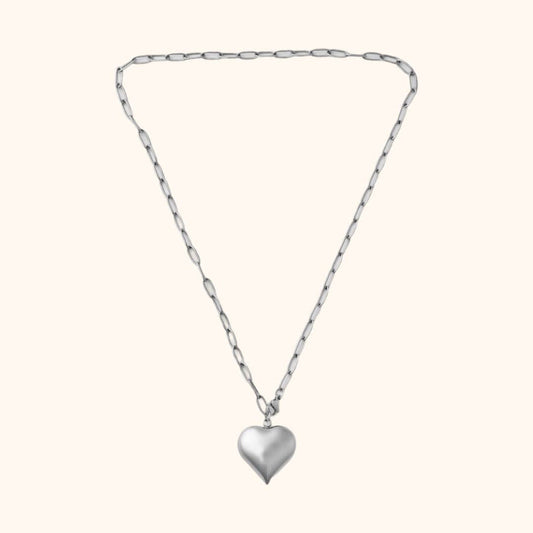 Bubble Heart Chain Necklace- Silver