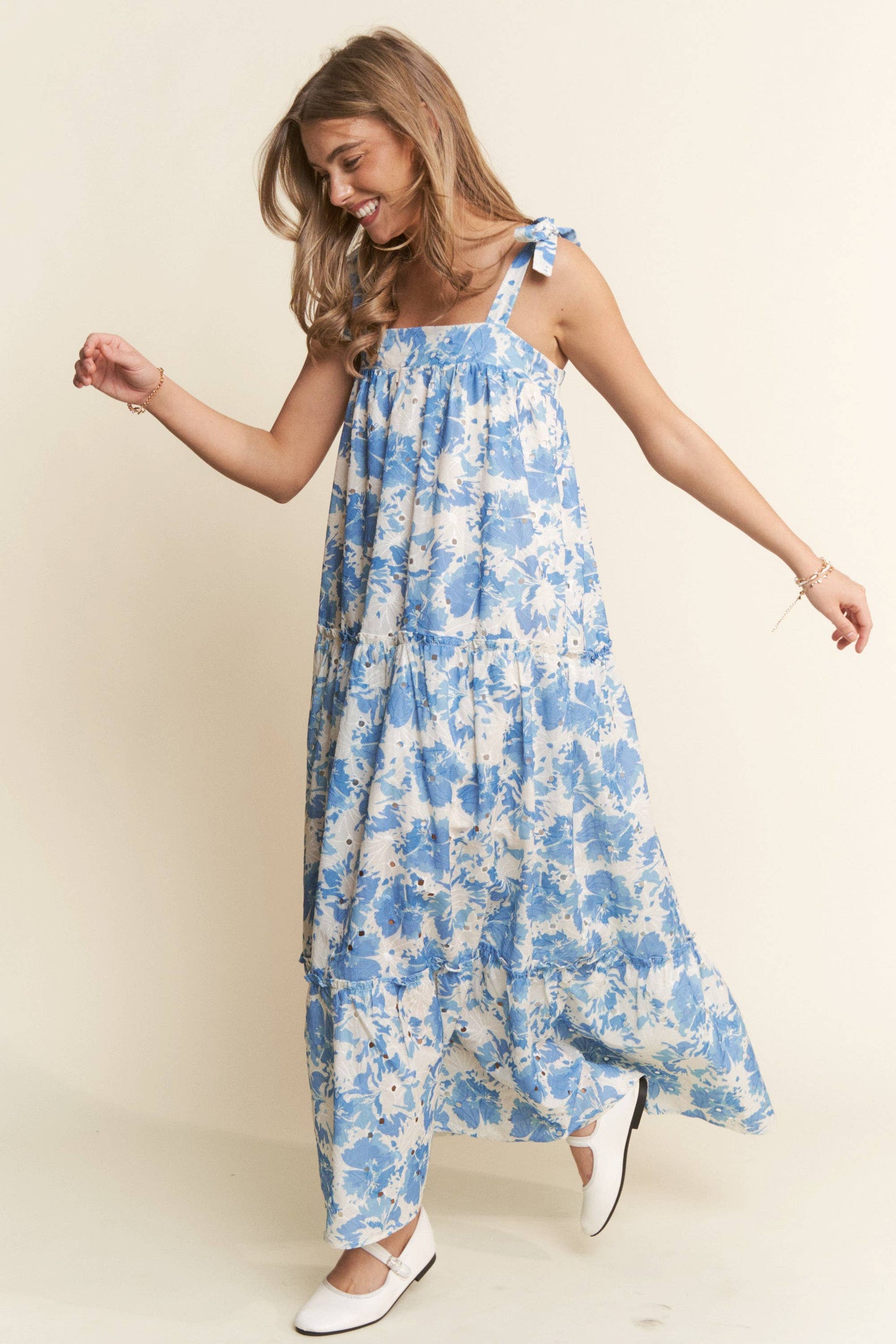Floral Bandeau Maxi Dress With Tie Straps