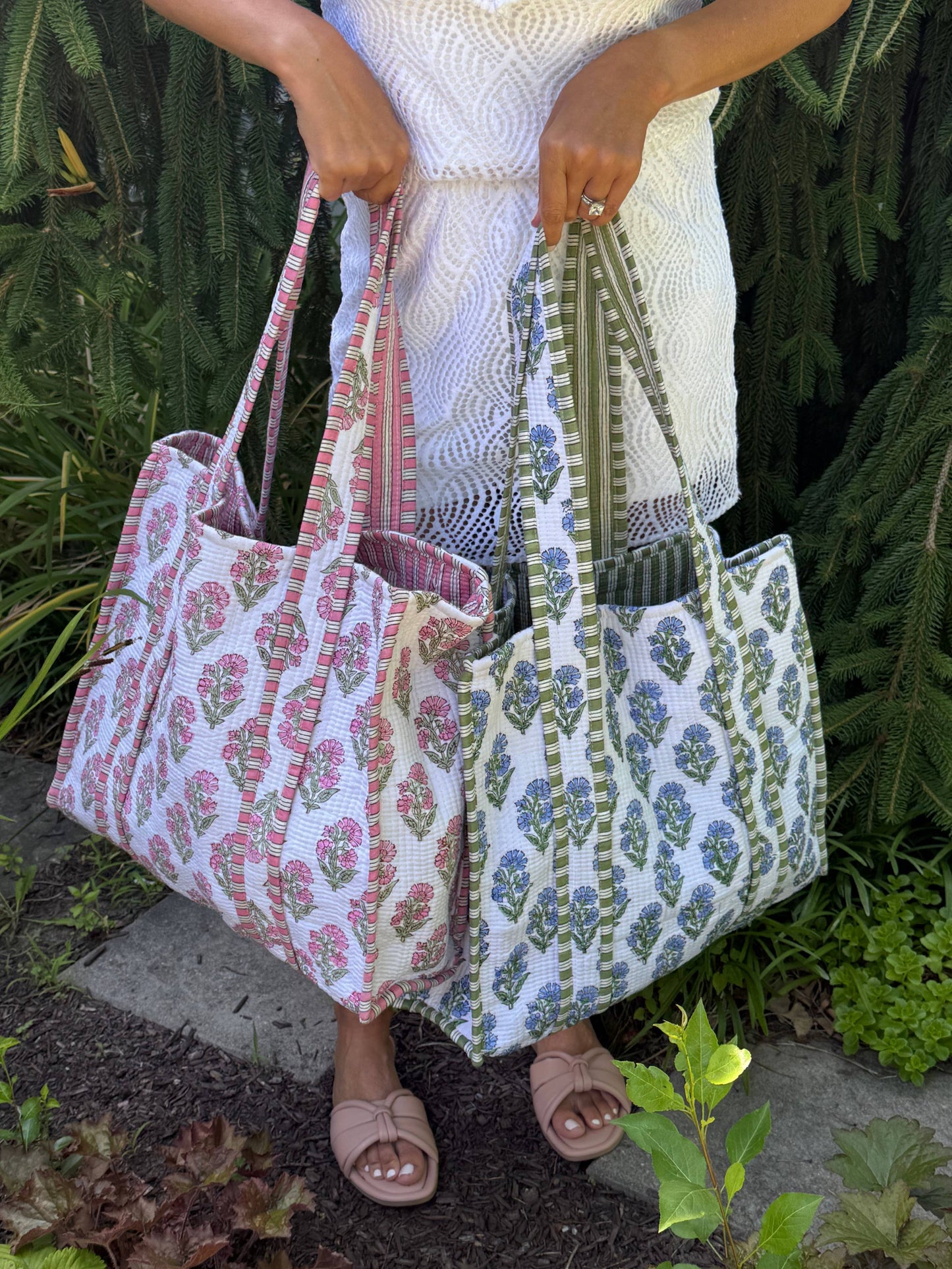 Block Print Quilted Totes