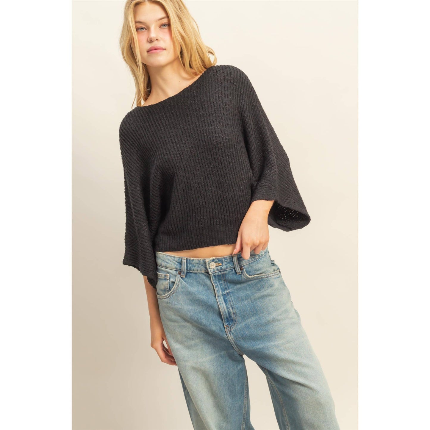 Boat Neck Knit Sweater