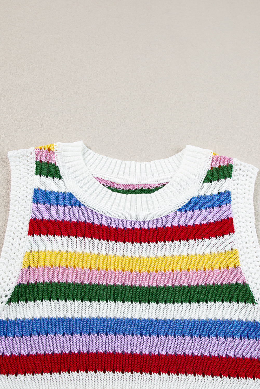 Multicolour Striped Cutout Knit Tank Top