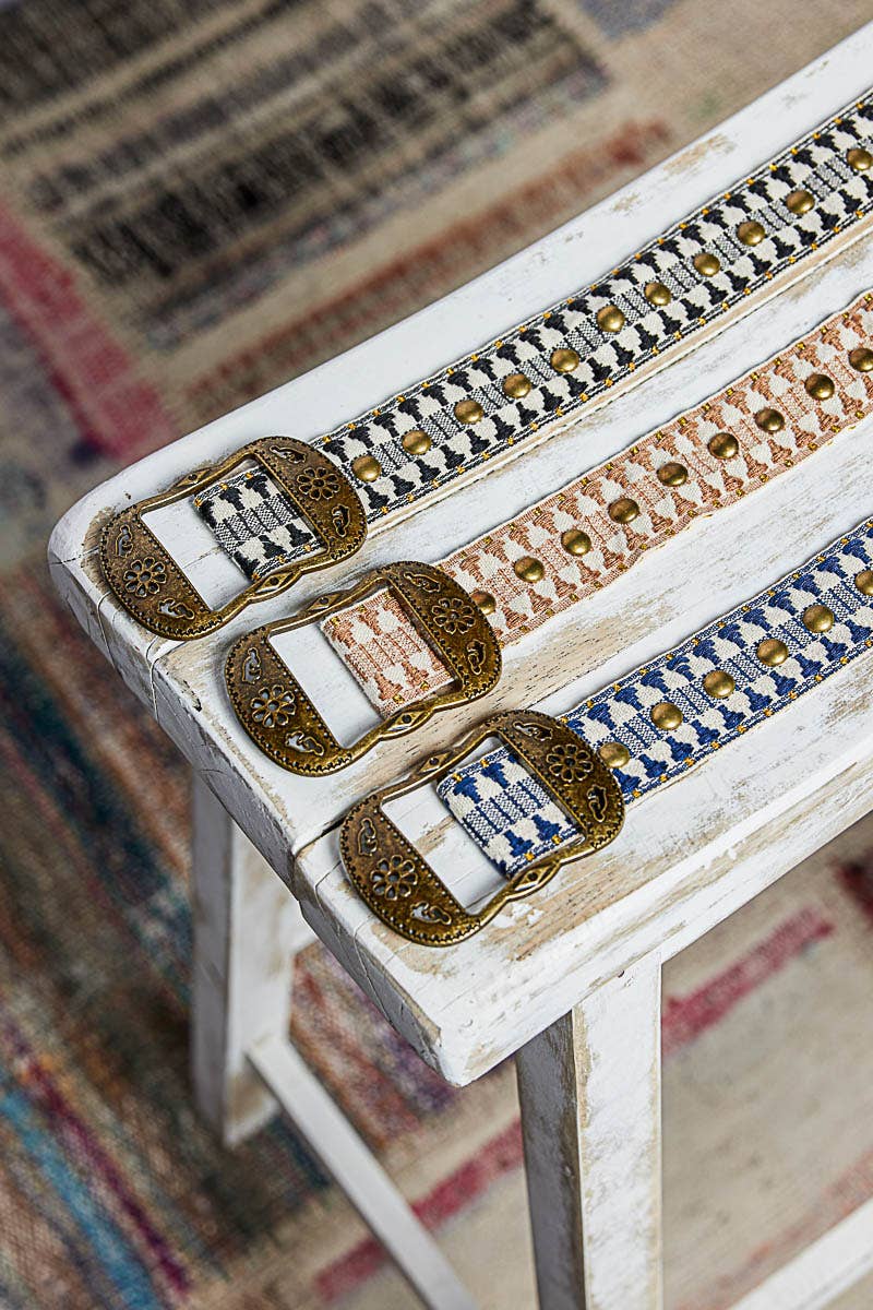Metal Buckle Studded Western Boho Belt