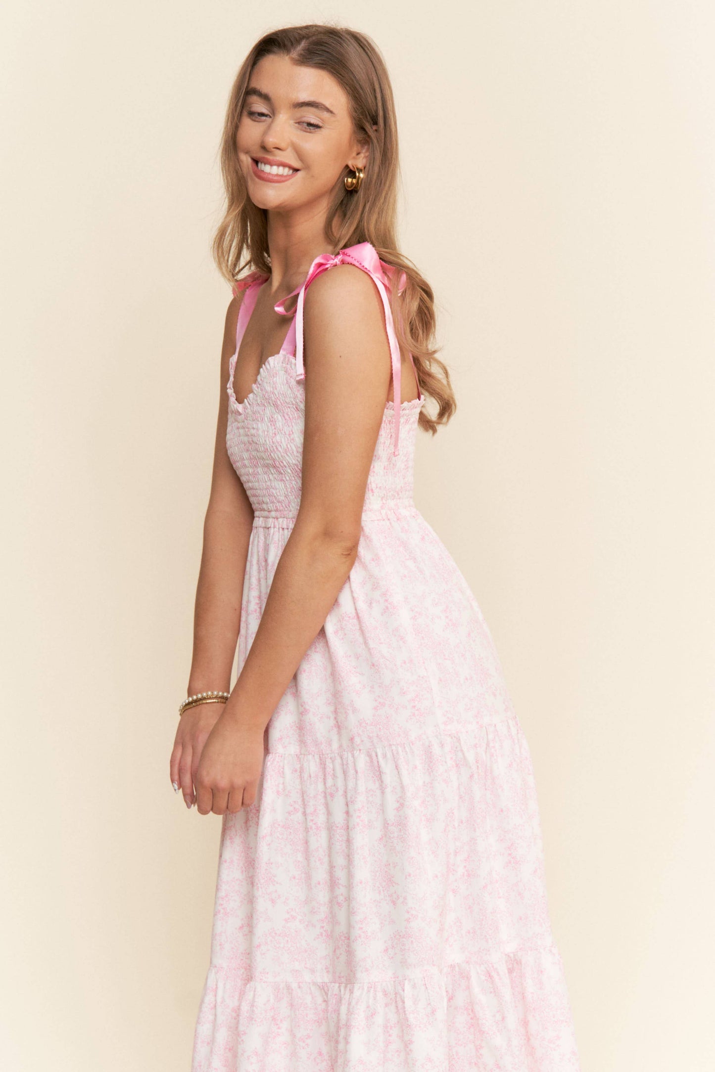 Empire Neck Line Floral Tiered Maxi Dress
