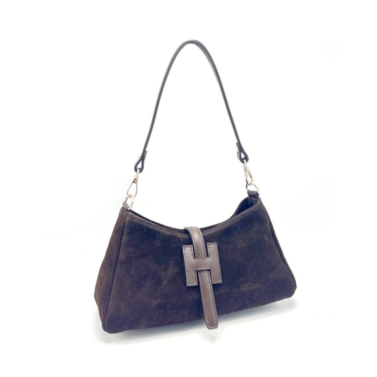 Suede leather shoulder bag, Made in Italy