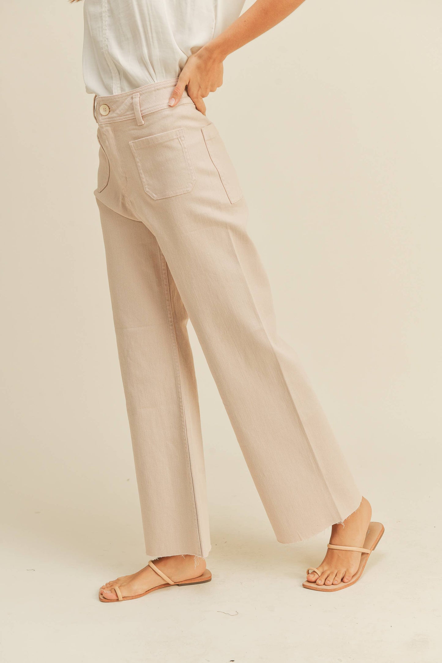 MMP1913   STRAIGHT WIDE LEG PANTS WITH FRONT POCKET