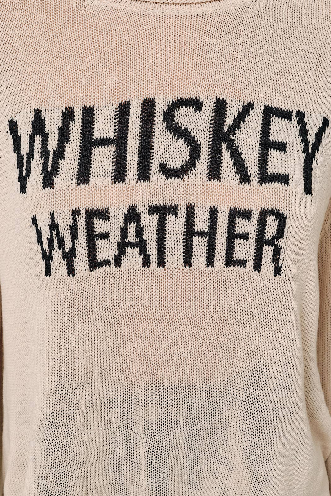 Round Neck Whiskey Weather Graphic Lightweight Knit Sweater