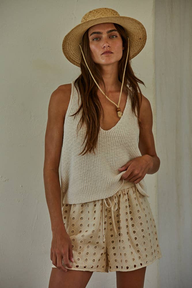 Knit Sweater Cotton V-Neck Sleeveless Tank Top