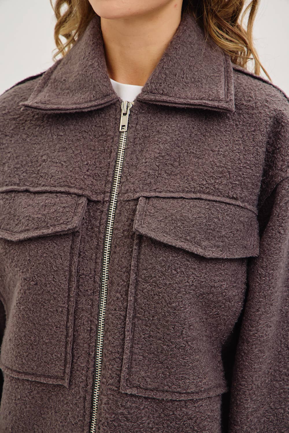 TEXTURED BOMBER JACKET/OUTERWEAR