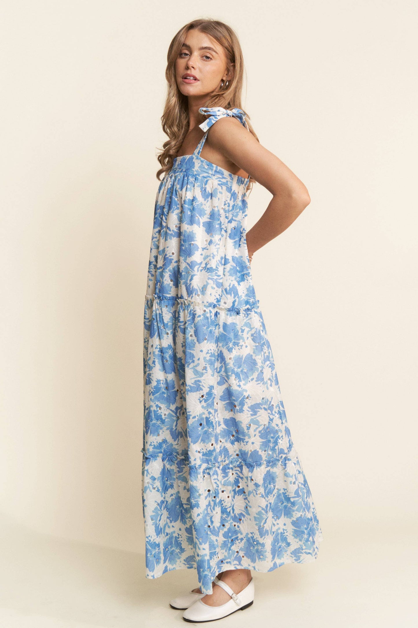 Floral Bandeau Maxi Dress With Tie Straps