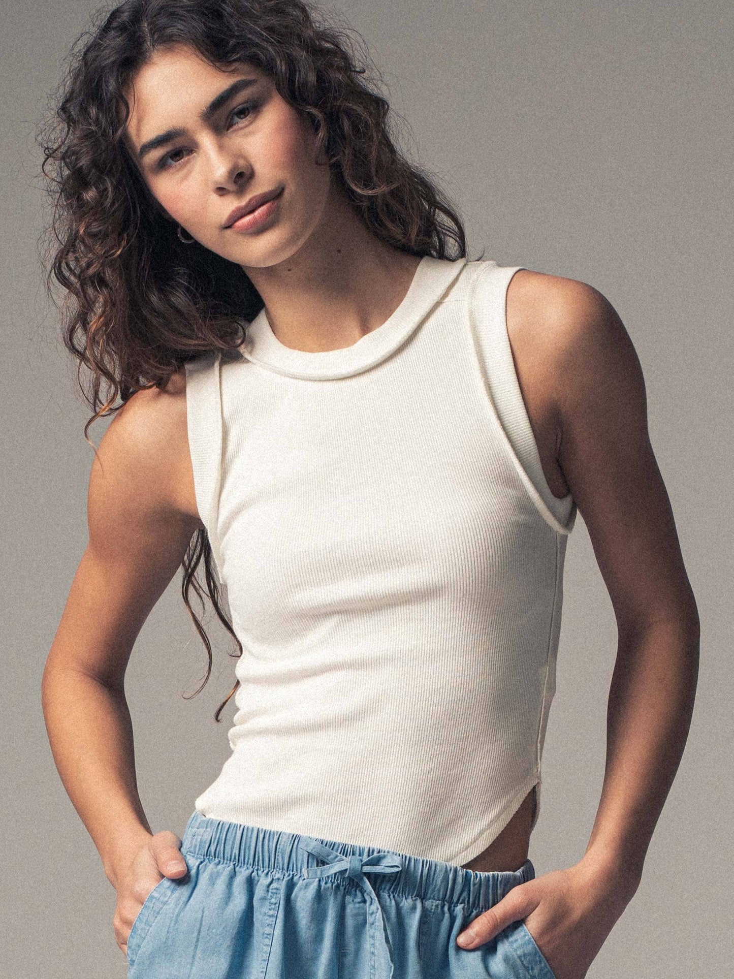 Ribbed Slim Fit Sleeveless Tank Top