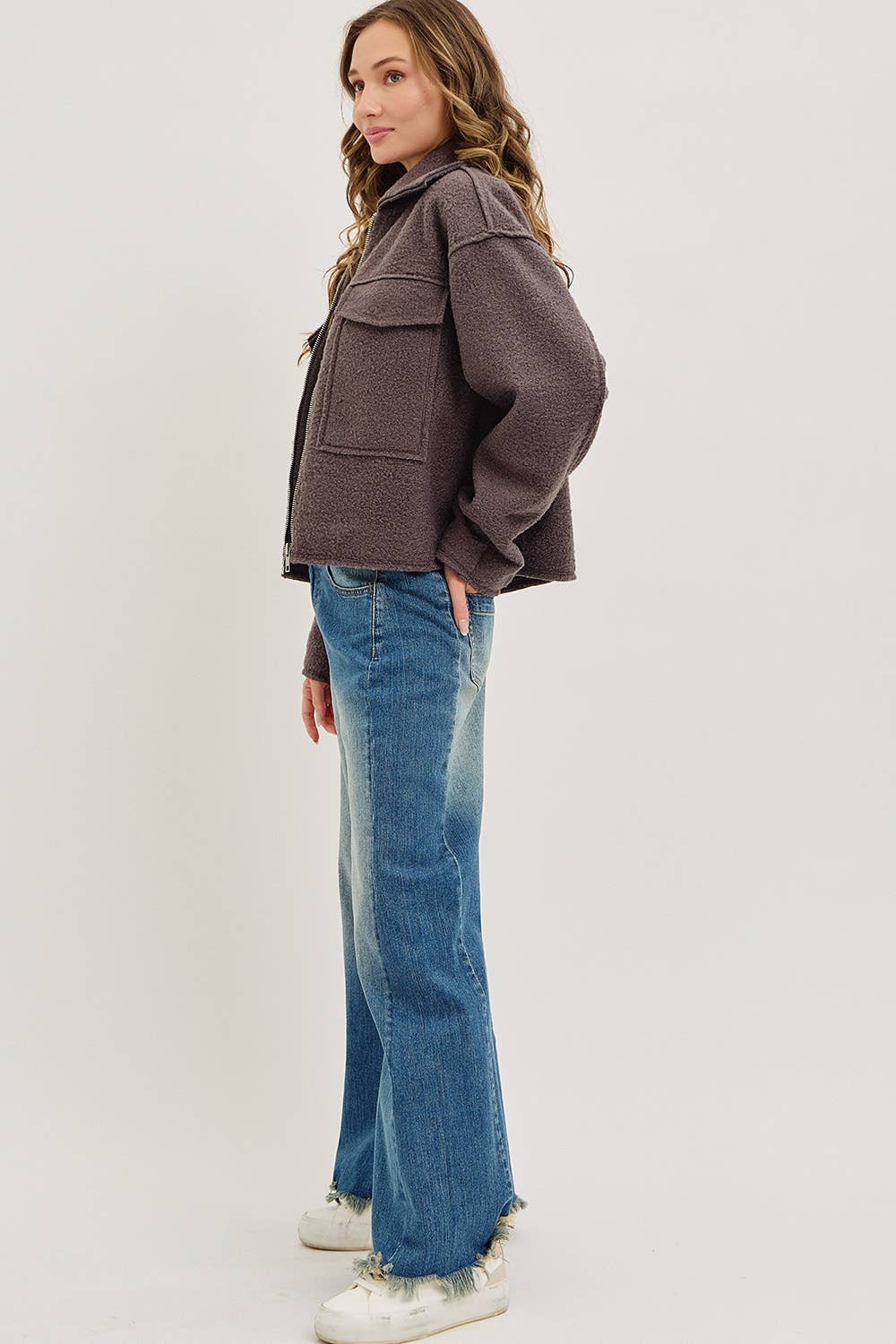 TEXTURED BOMBER JACKET/OUTERWEAR