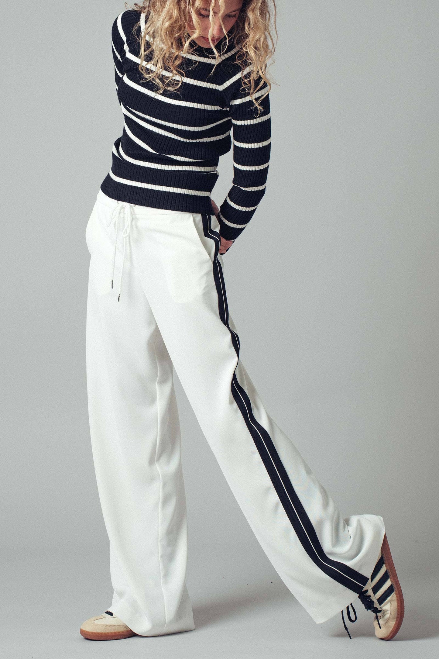 Side Stripe Drawstring Relaxed Statement Lounge Pants