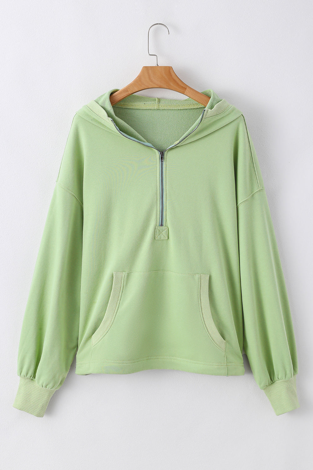 Parchment Kangaroo Pocket Half Zipper Oversized Hoodie