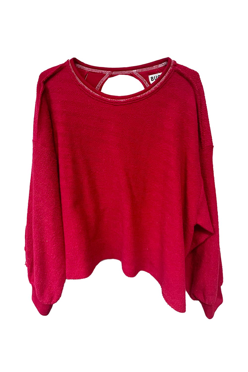 Overlap Open Back Oversize Fit Reverse Stitched Top